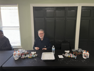 Kent at a crafting station