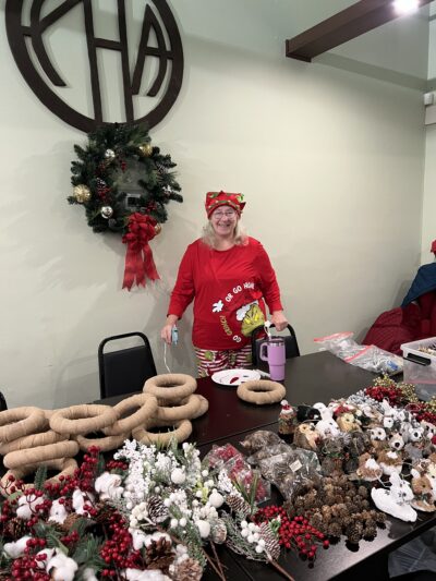 Susie making a wreath