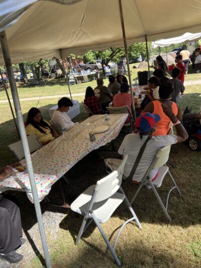 Residents at the cookout