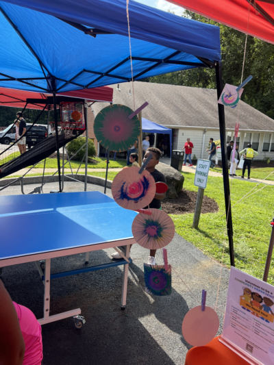 Spin art at a table