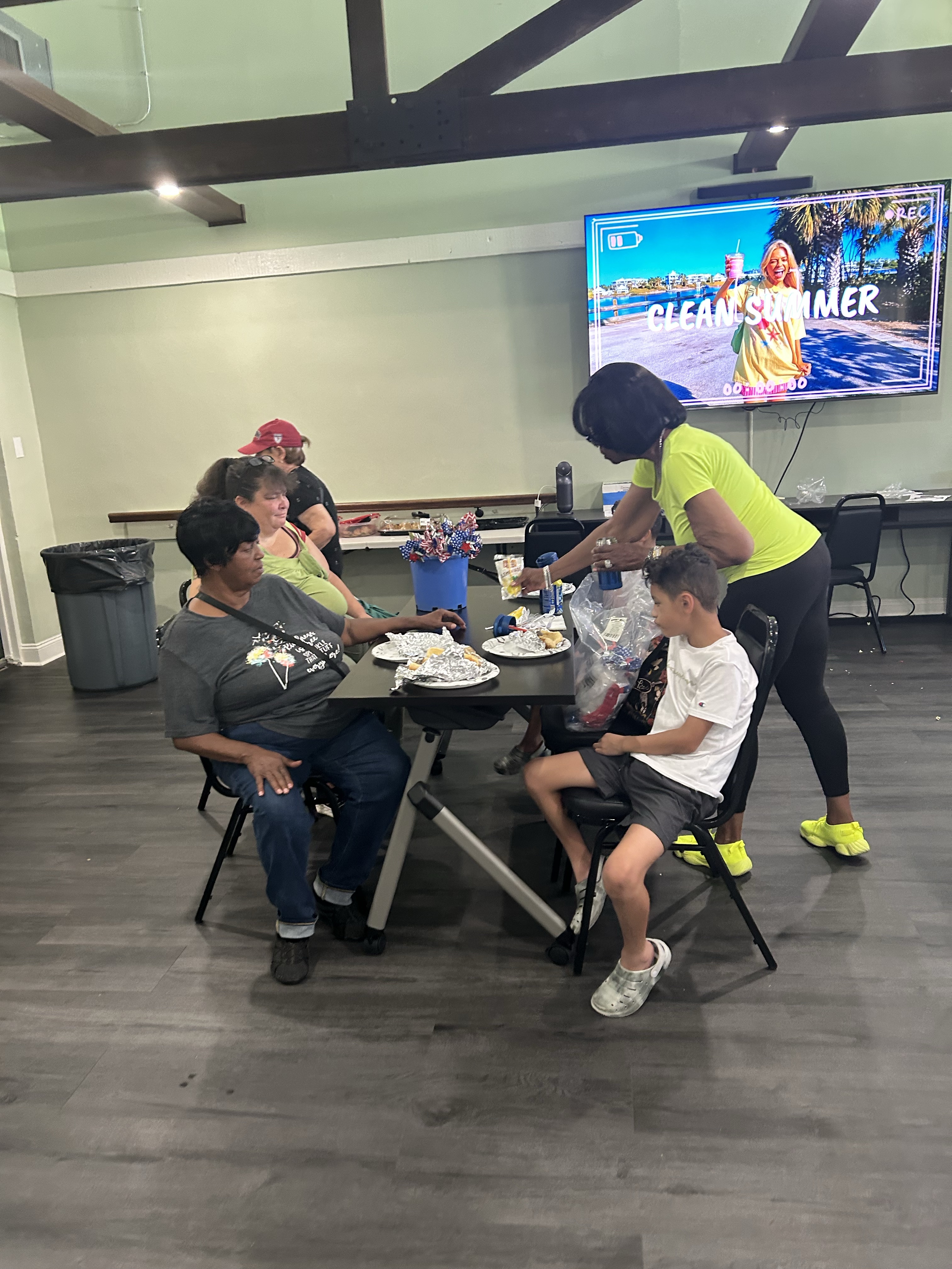 Tenants eating indoors